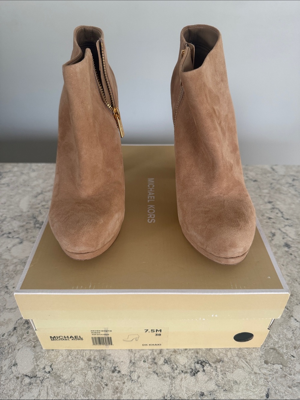 Michael Kors Tan Suede Platform Ankle Haven Booties - Like New 7.5M